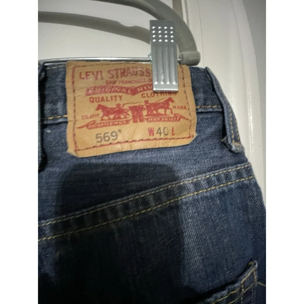 Levi's 569 Men's Blue Denim Jean Shorts Medium Wash Loose Fit 5-Pocket Button